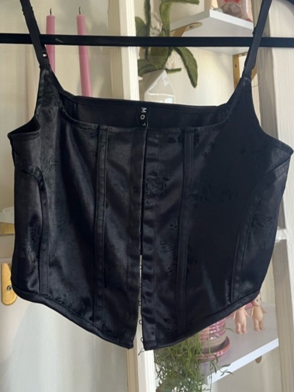Black Satin Corset Crop Top